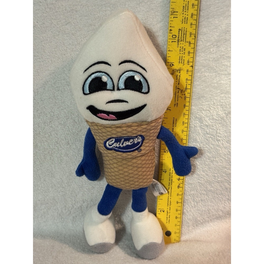 Culvers Scoopie Ice Cream Cone Plush 10" Blue White Tan Stuffed Mascot Toy 2012‎